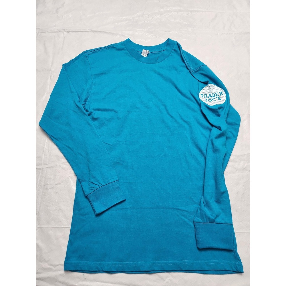 Trader Joe's Shirt Mens Medium Blue Long Sleeve Logo Graphic Tee MJ Apparel